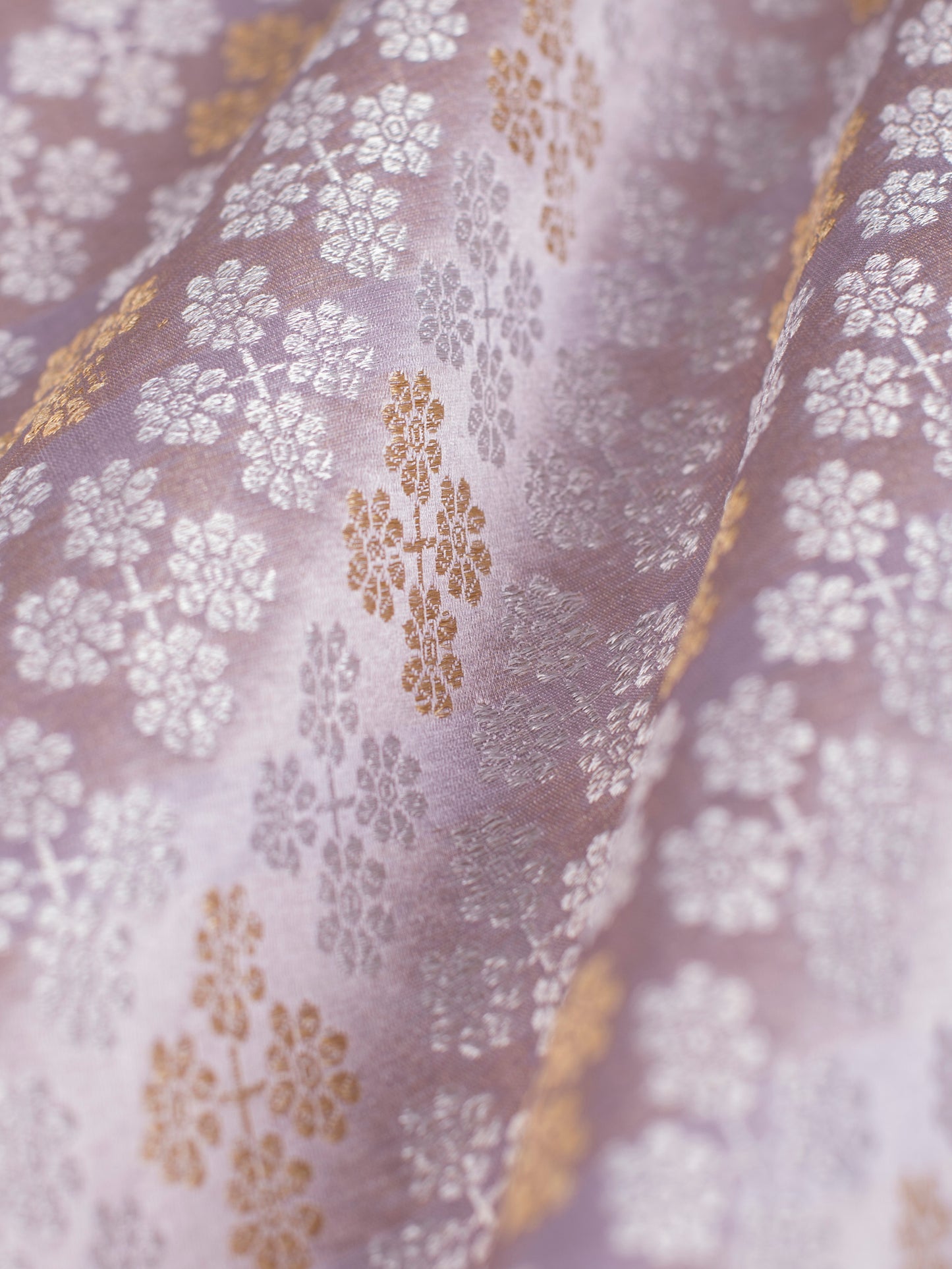 Handwoven Mauve Satin Silk Fabric