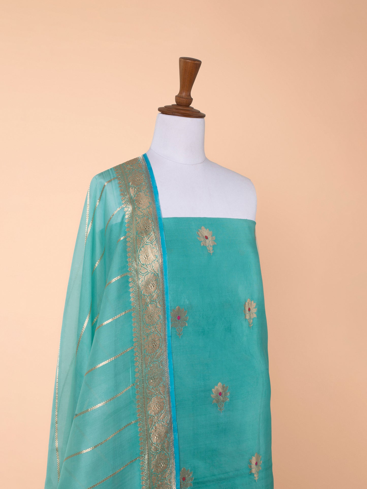 Handwoven Sea Green Silk Suit Piece