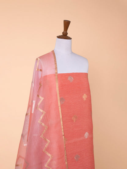 Handwoven Peach Linen Suit Piece