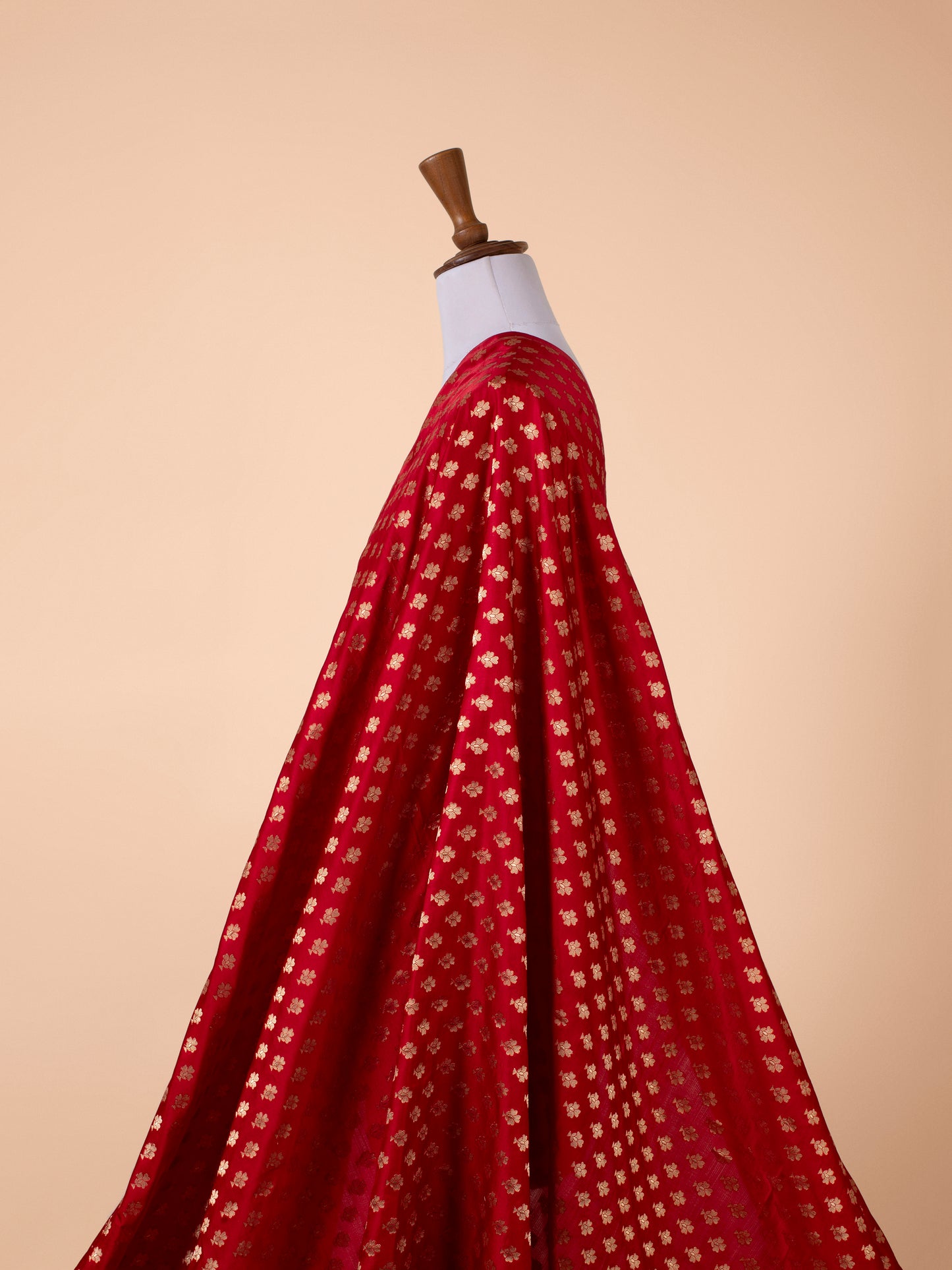 Handwoven Red Satin Silk Fabric