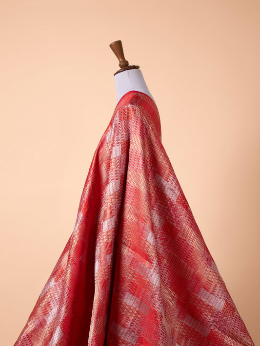 Handwoven Red Satin Silk Fabric