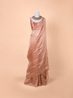 Handwoven Apricot Peach Tissue Saree