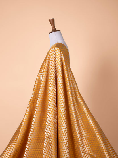 Handwoven Mustard Satin Silk Fabric