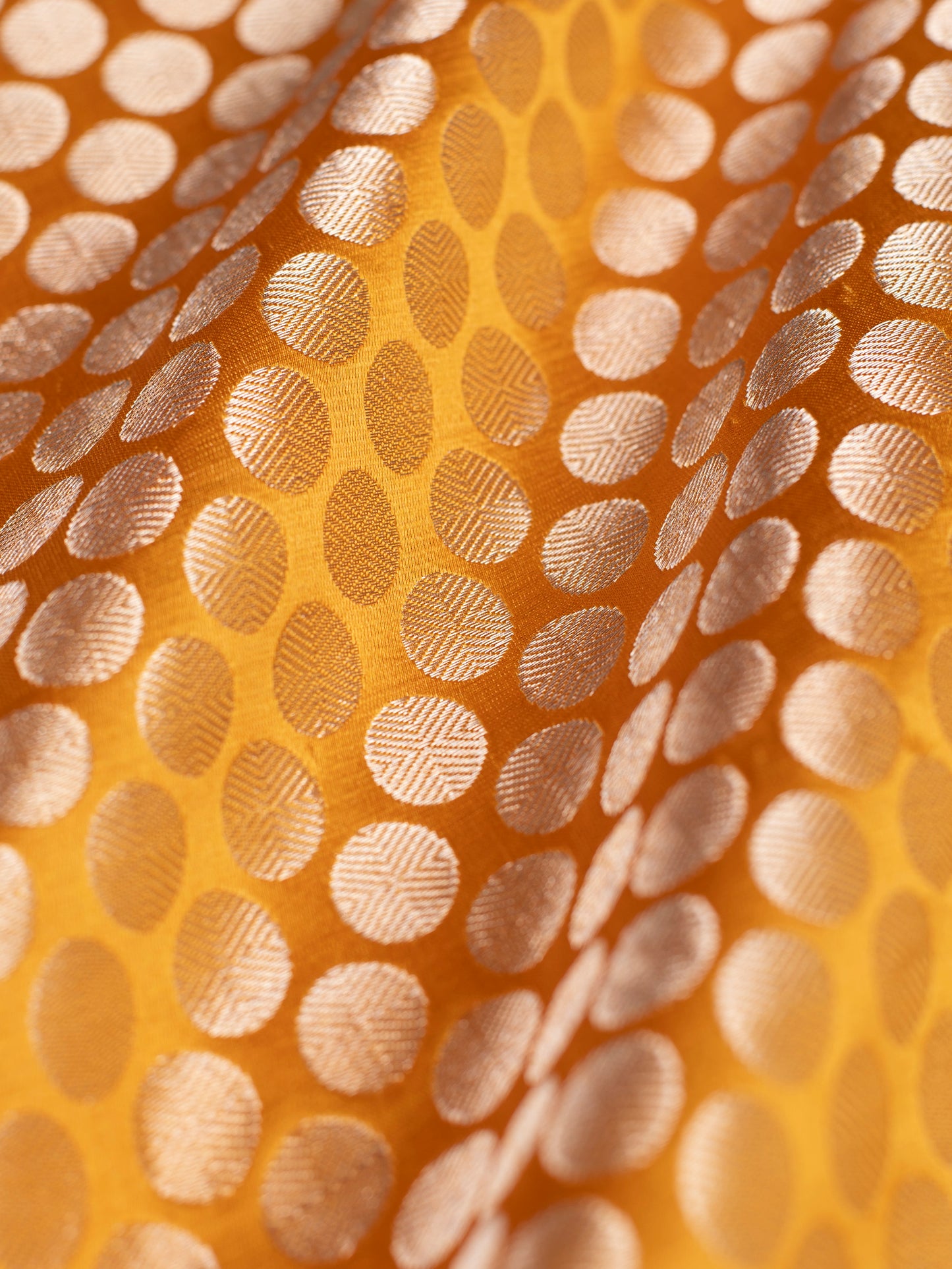 Handwoven Mustard Satin Silk Fabric