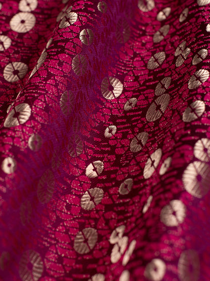 Handwoven Magenta Satin  Silk Fabric