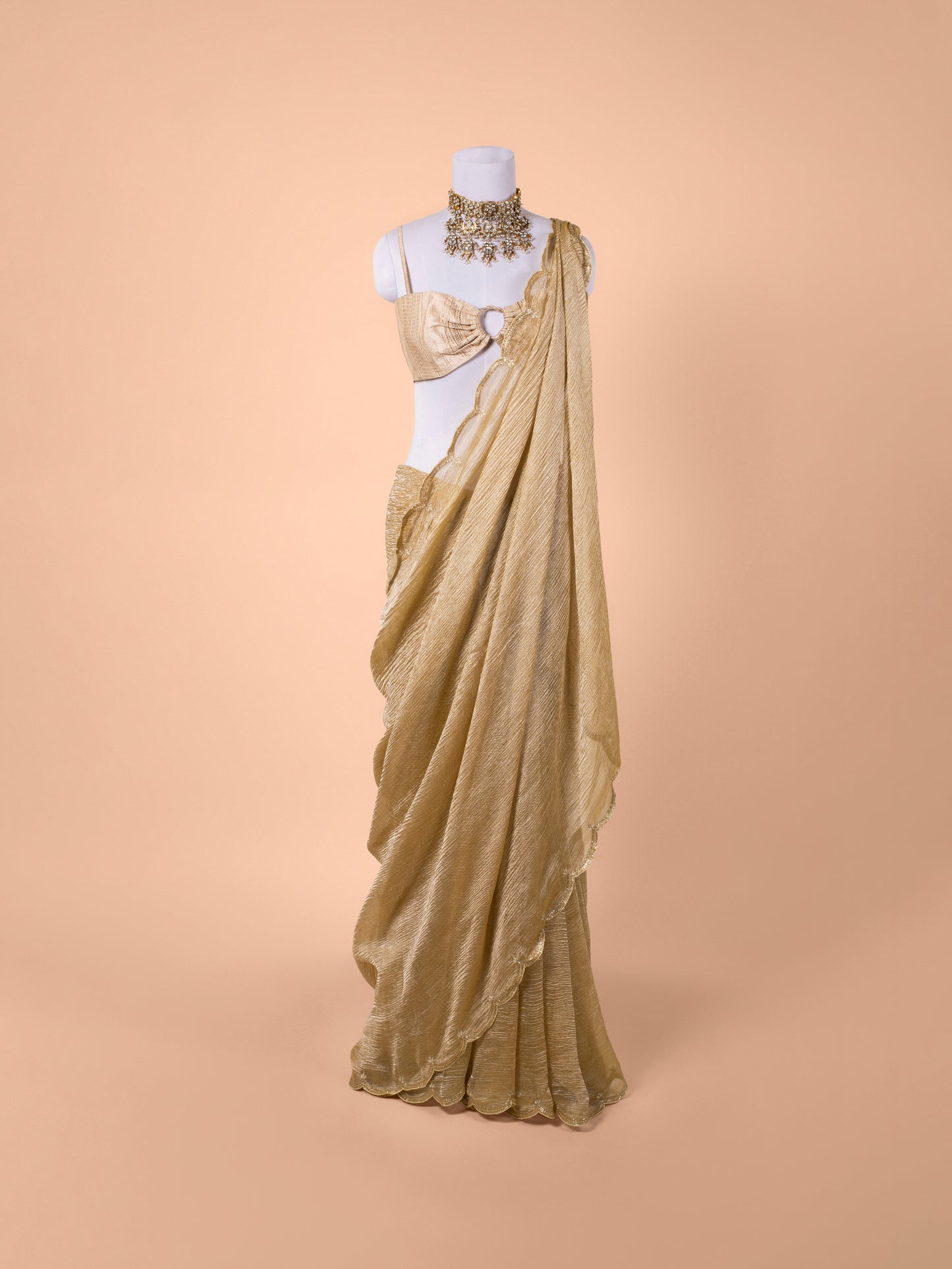 Handwoven Sepia Gold Tissue Saree