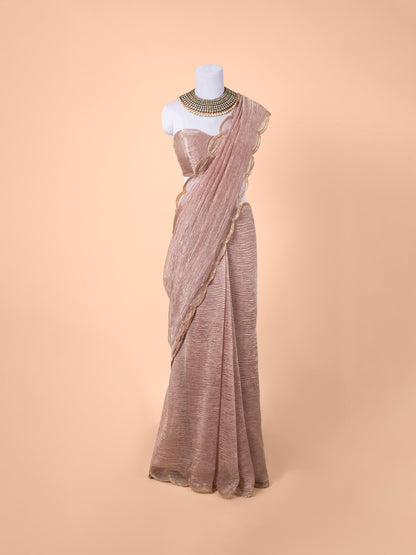 Handwoven Periwinkle Pink Tissue Saree