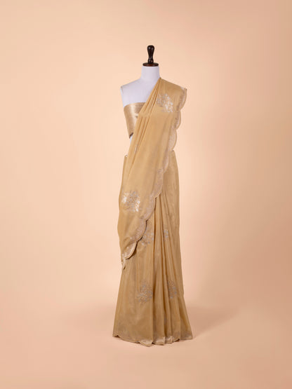 Handwoven Beige Silk Saree