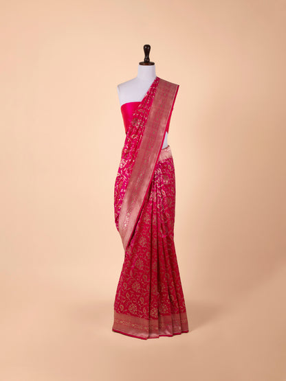 Handwoven Rani Pink  Silk Saree