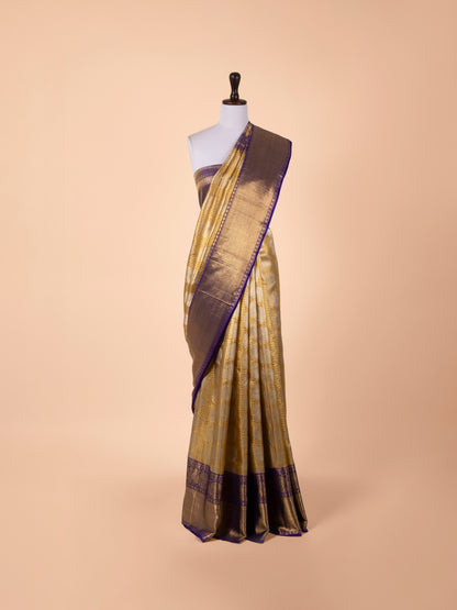 Handwoven Yellow Gold Kanjivaram Tissue Silk Saree