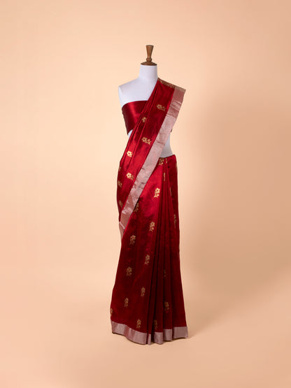 Handwoven Red Chanderi Saree