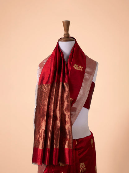 Handwoven Red Chanderi Saree