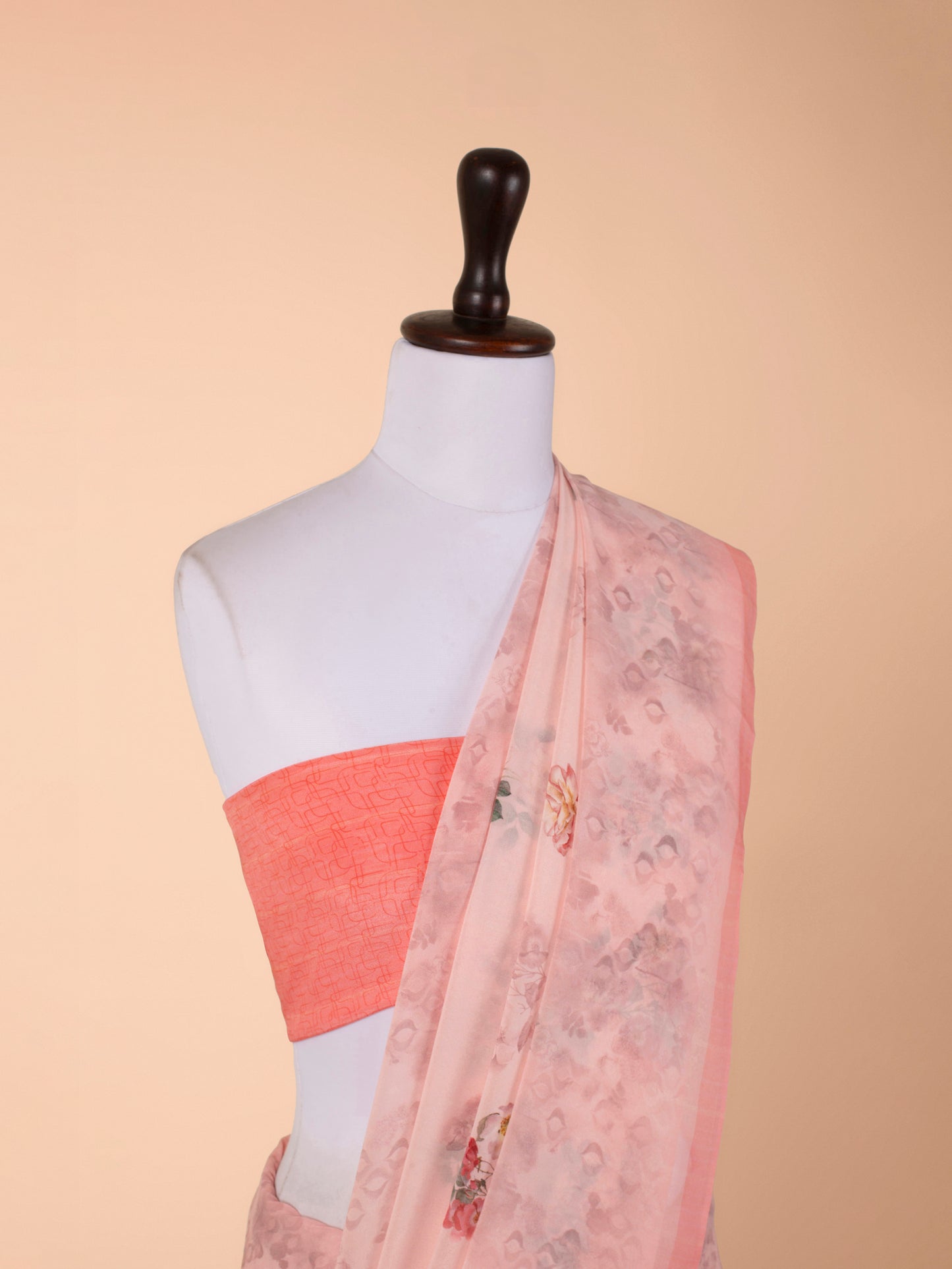 Handwoven Pink Crepe Saree