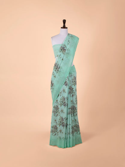 Handwoven Green Crepe Saree