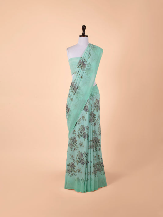 Handwoven Green Crepe Saree