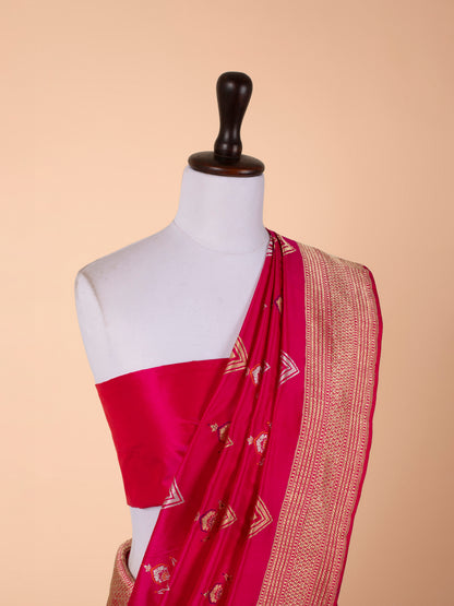 Handwoven Rani Pink Silk Saree