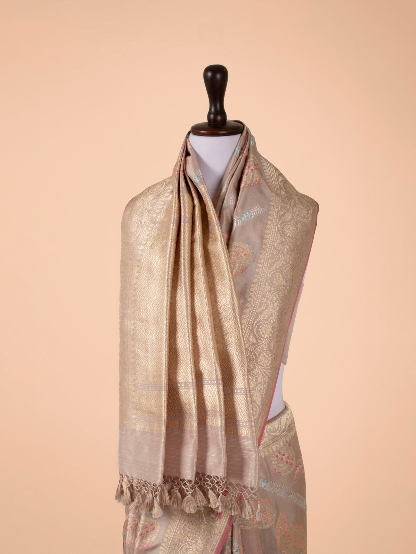 Handwoven Beige Silk Saree