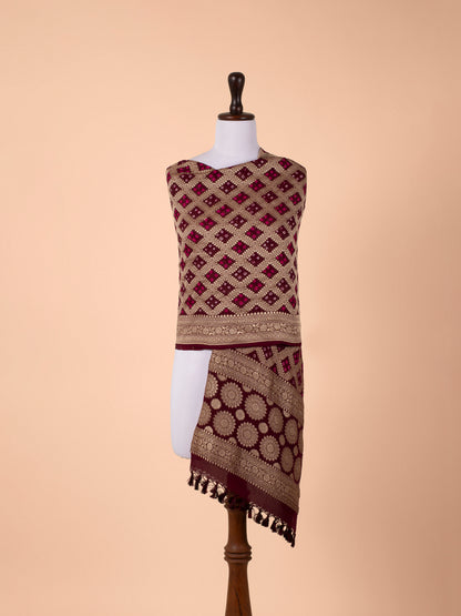 Handwoven Maroon Georgette Dupatta