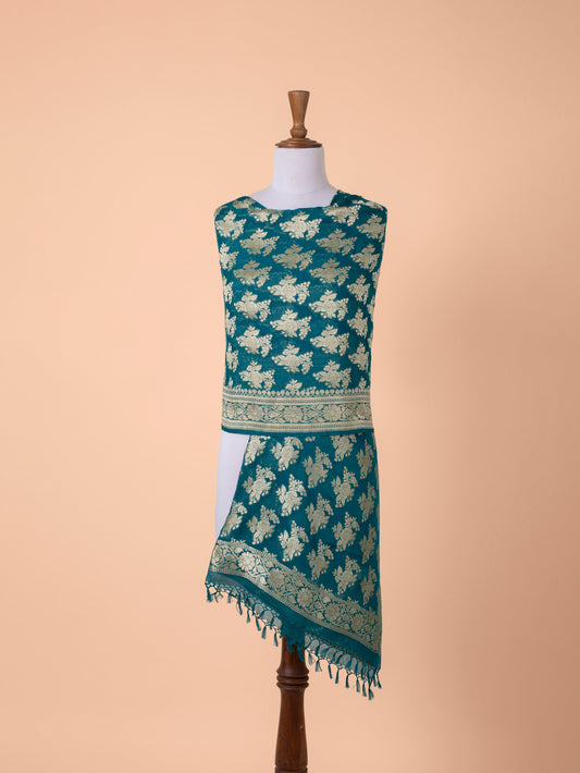 Handwoven Aqua Green Georgette Dupatta