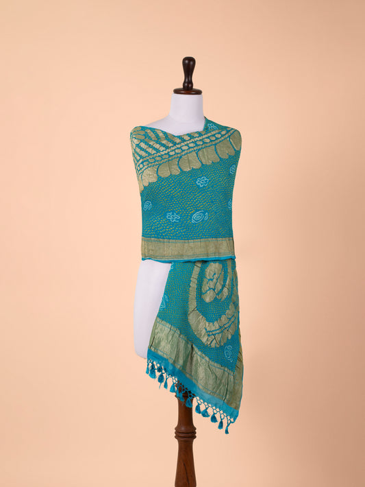 Handwoven Blue Bandhani Georgette Dupatta