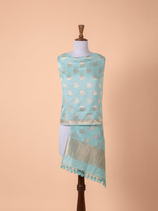 Handwoven Turquoise Blue Silk Dupatta