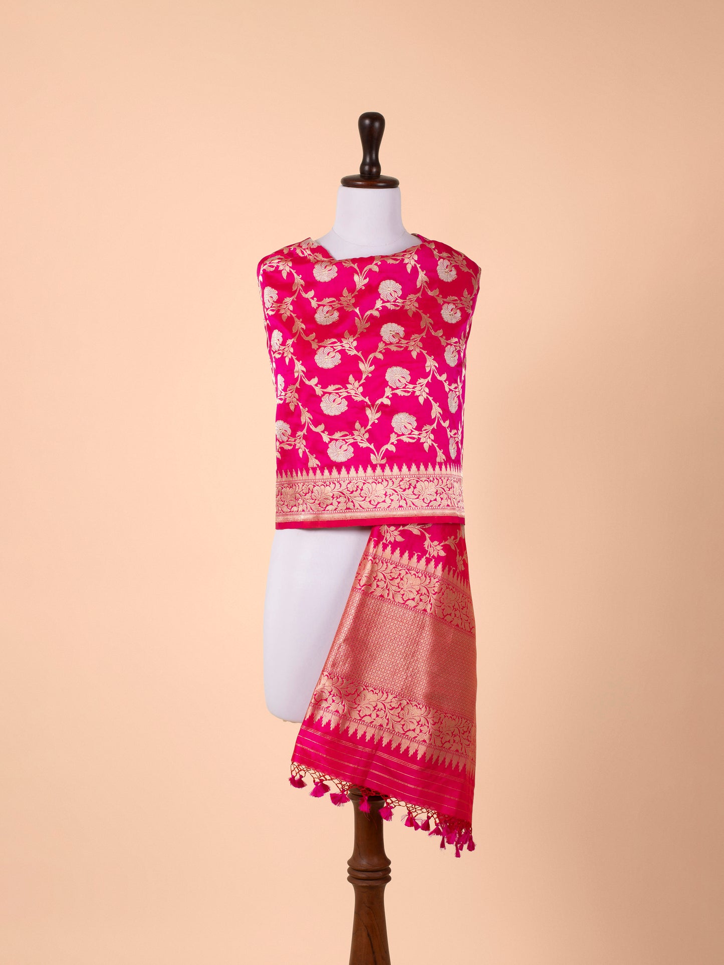 Handwoven Rani Pink Silk Dupatta