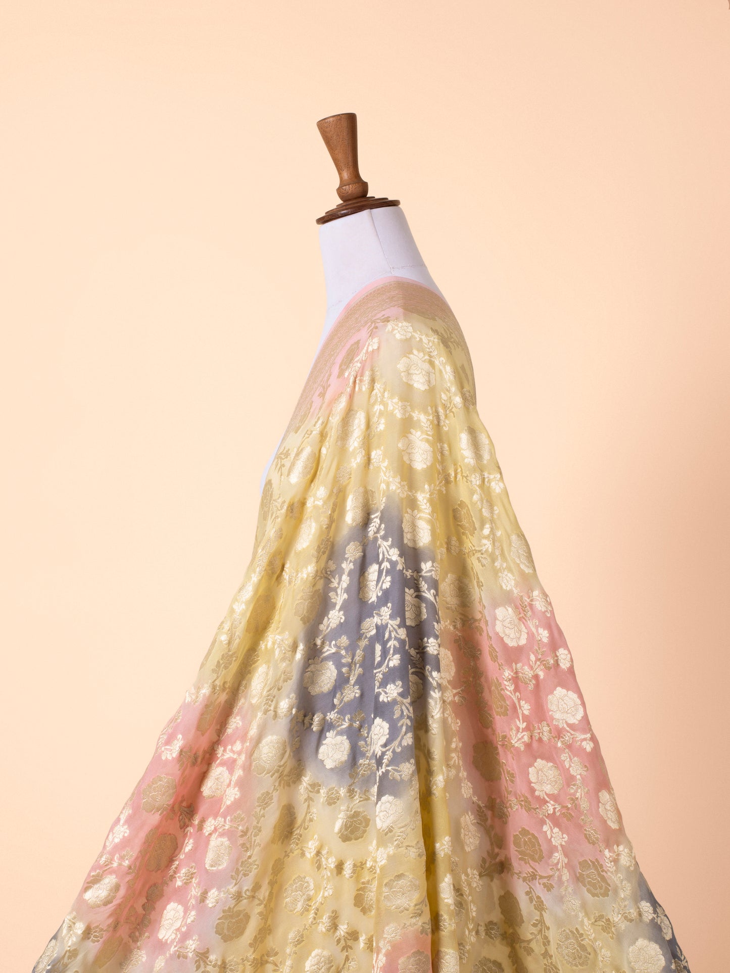 Handwoven Yellow georgette Dupatta