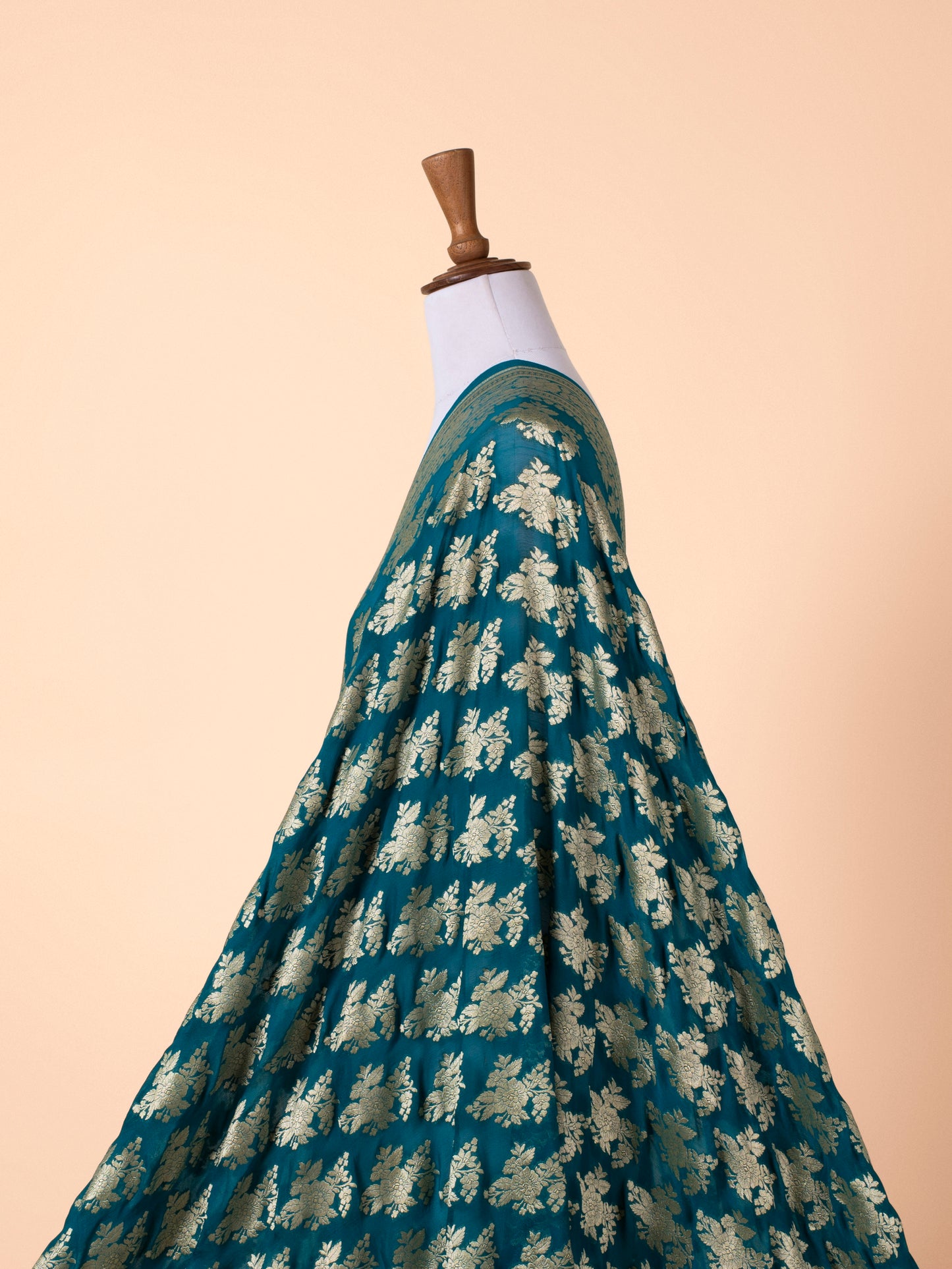 Handwoven Aqua Green Georgette Dupatta