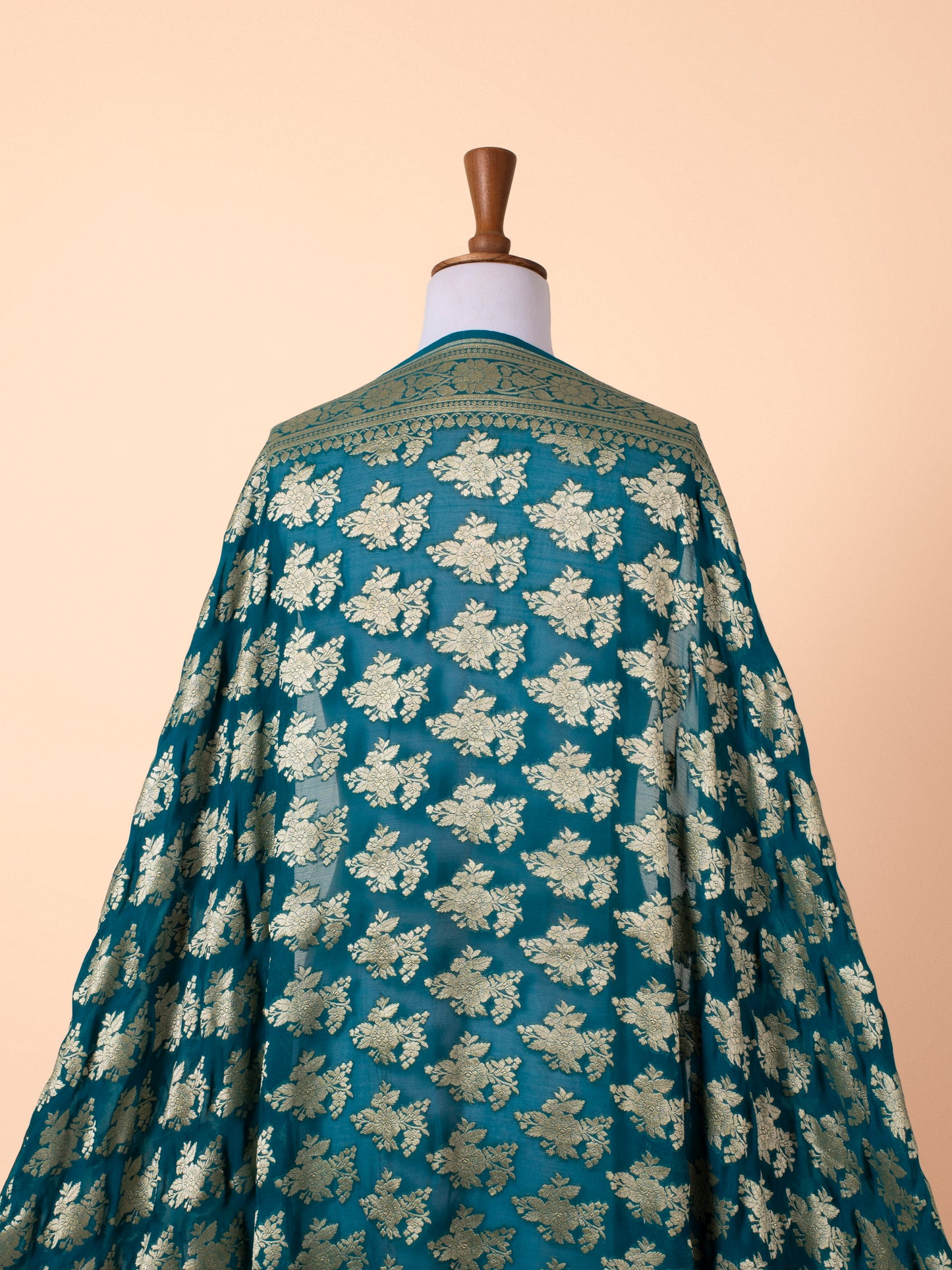 Handwoven Aqua Green Georgette Dupatta