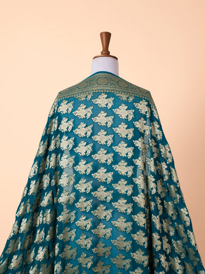 Handwoven Aqua Green Georgette Dupatta