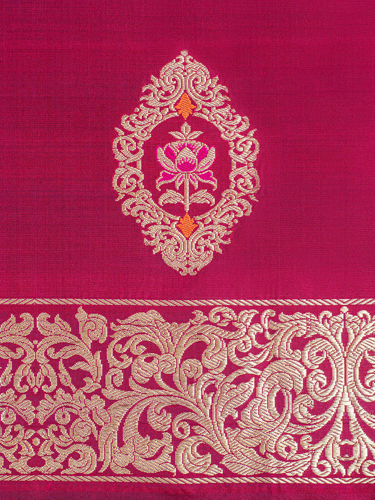 Handwoven Magenta Silk Lehenga