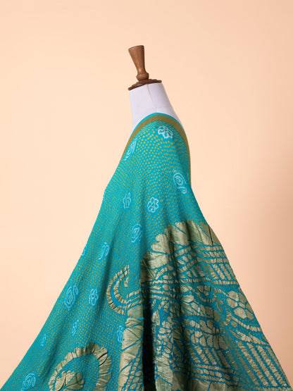 Handwoven Blue Bandhani Georgette Dupatta