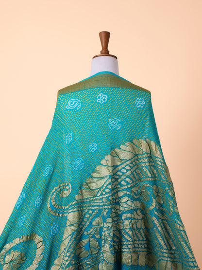 Handwoven Blue Bandhani Georgette Dupatta