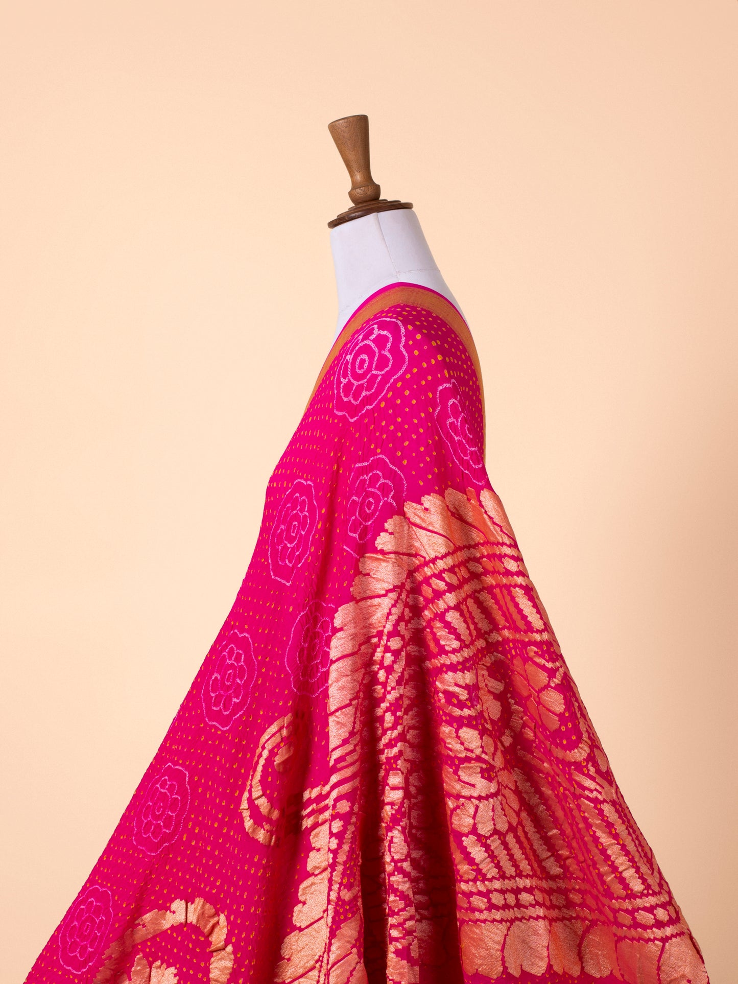 Handwoven Pink Bandhani Georgette Dupatta