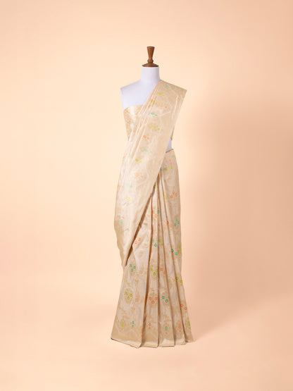 Handwoven Cream Silk Saree