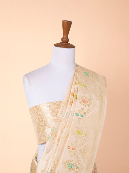 Handwoven Cream Silk Saree