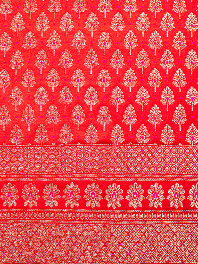 Handwoven Red Silk Lehenga