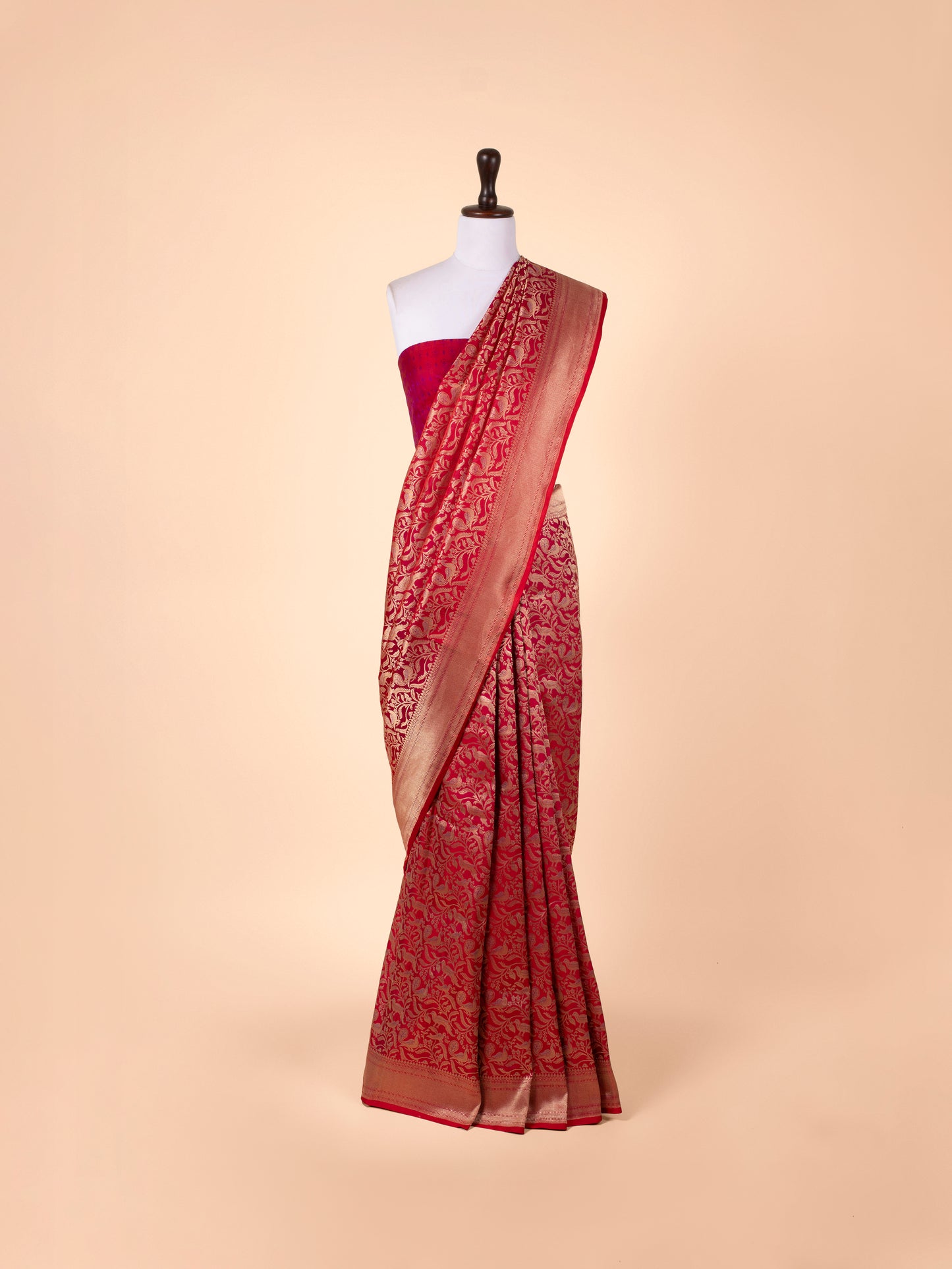 Handwoven Rani Pink Silk Saree