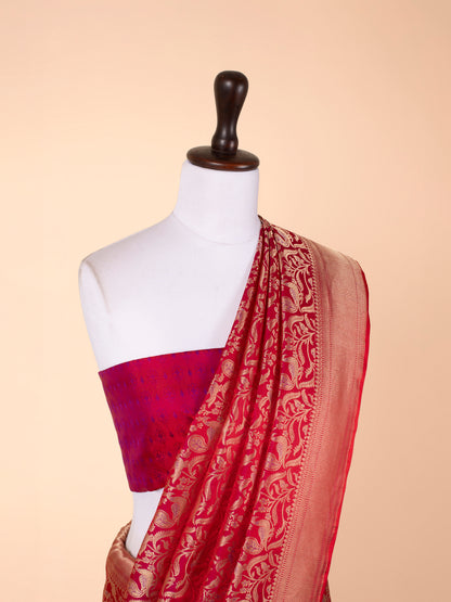 Handwoven Rani Pink Silk Saree