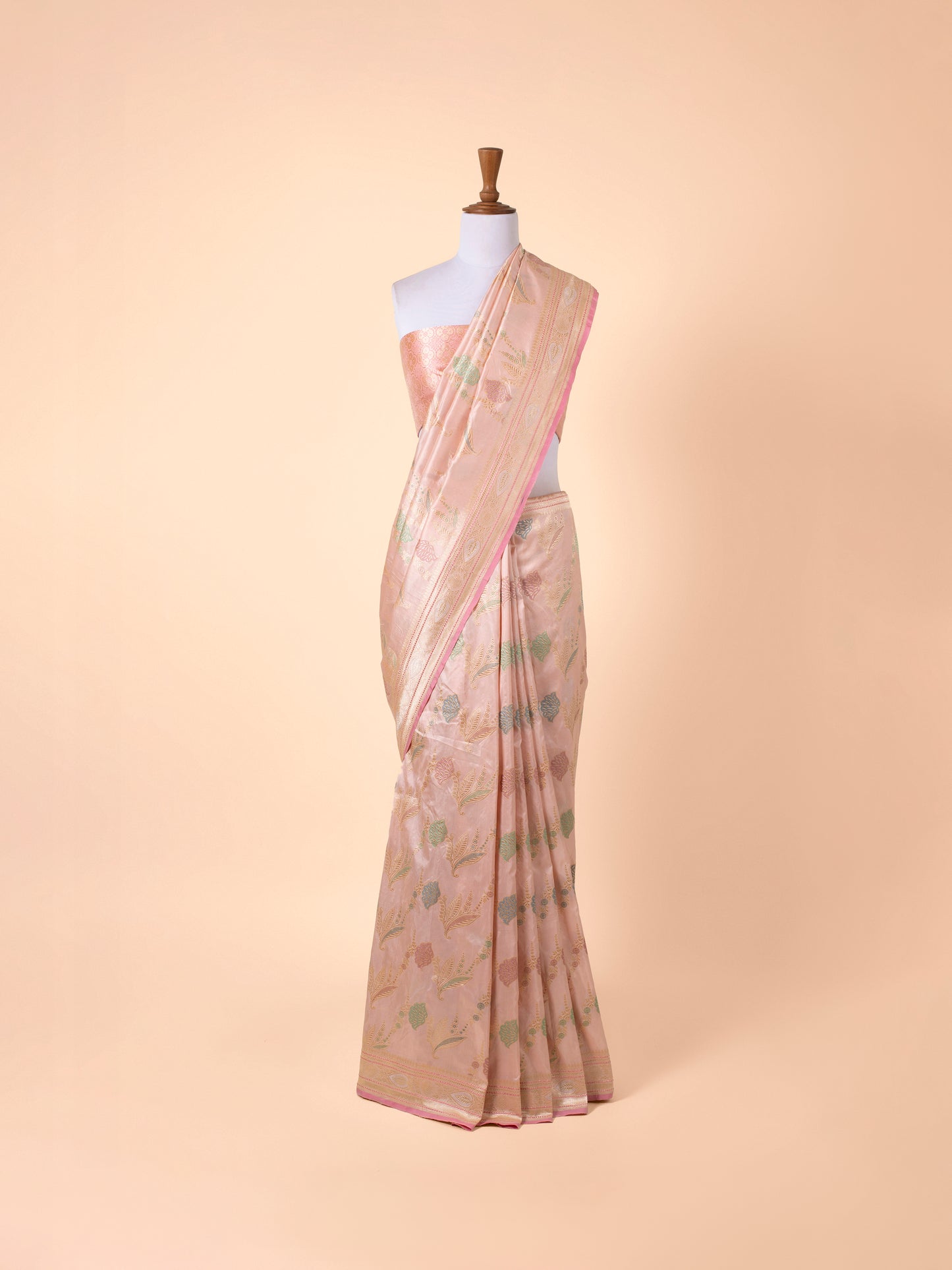 Handwoven Peach Silk Saree