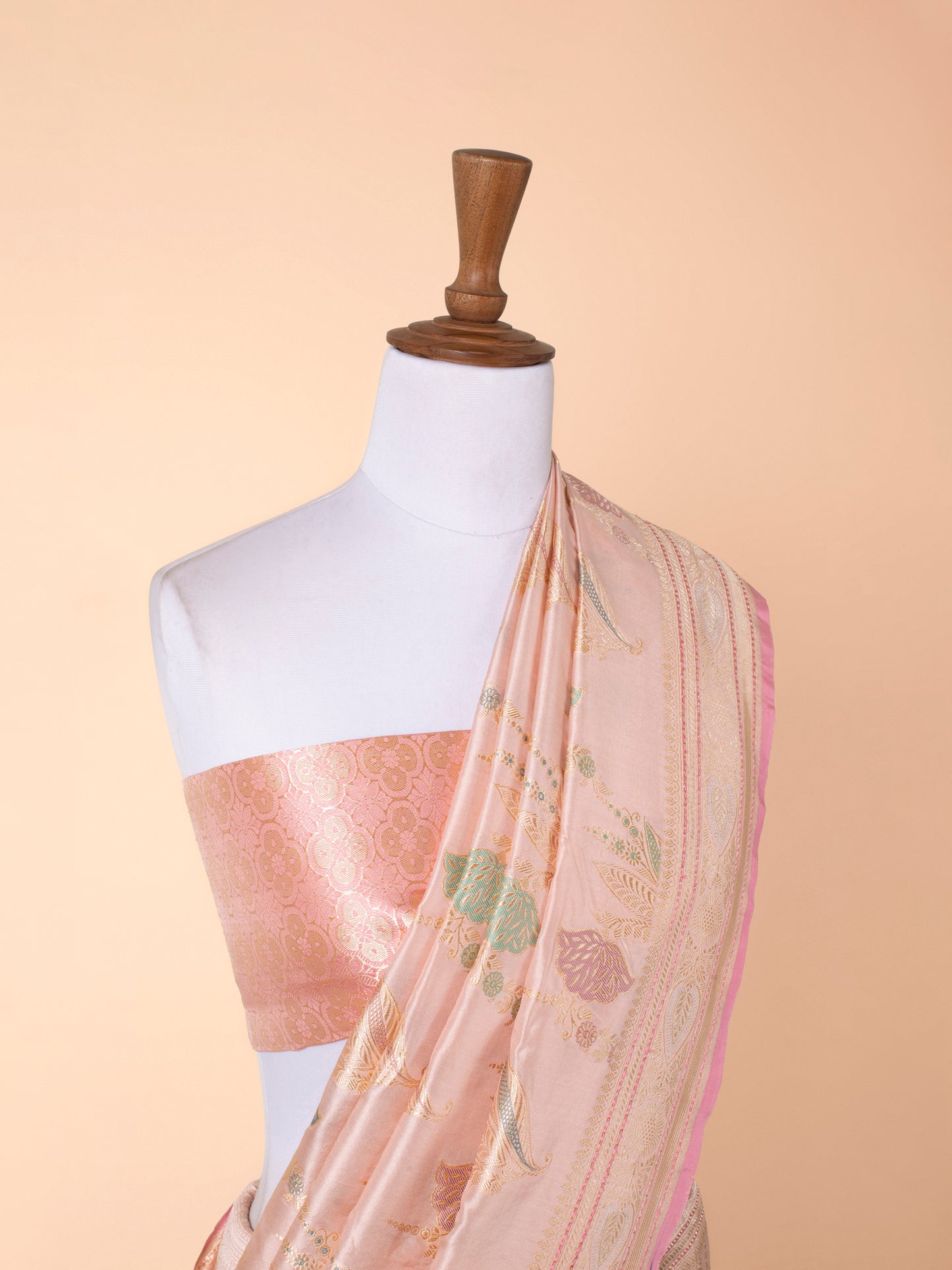 Handwoven Peach Silk Saree