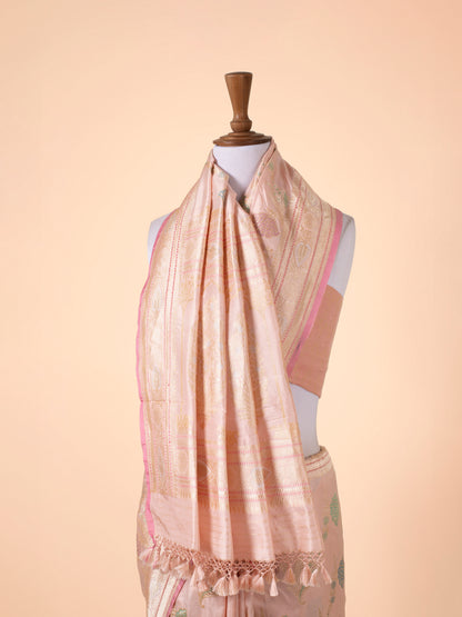 Handwoven Peach Silk Saree