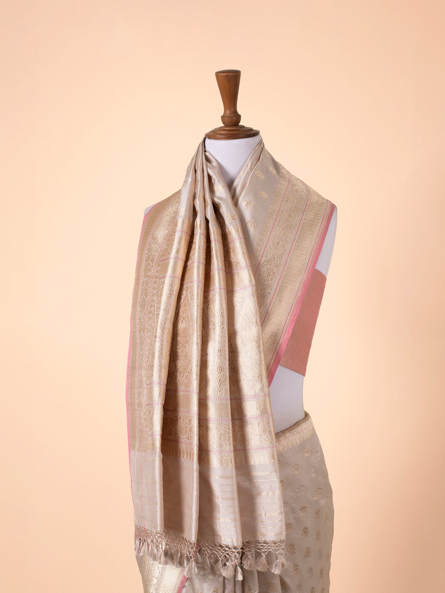 Handwoven Beige Silk Saree