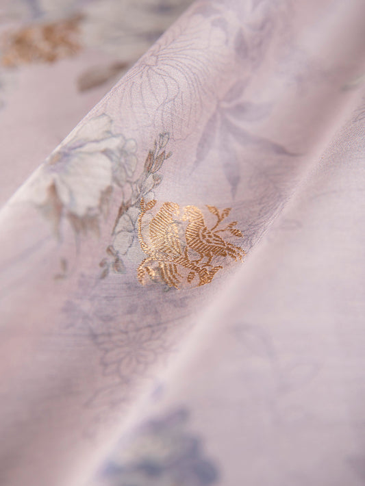 Handwoven  Mauve Cotton Silk Fabric