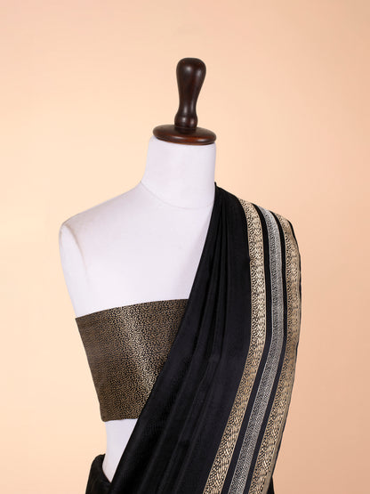 Handwoven Black Satin Silk Saree