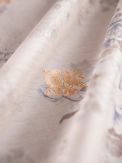 Handwoven White Cotton Silk  Fabric