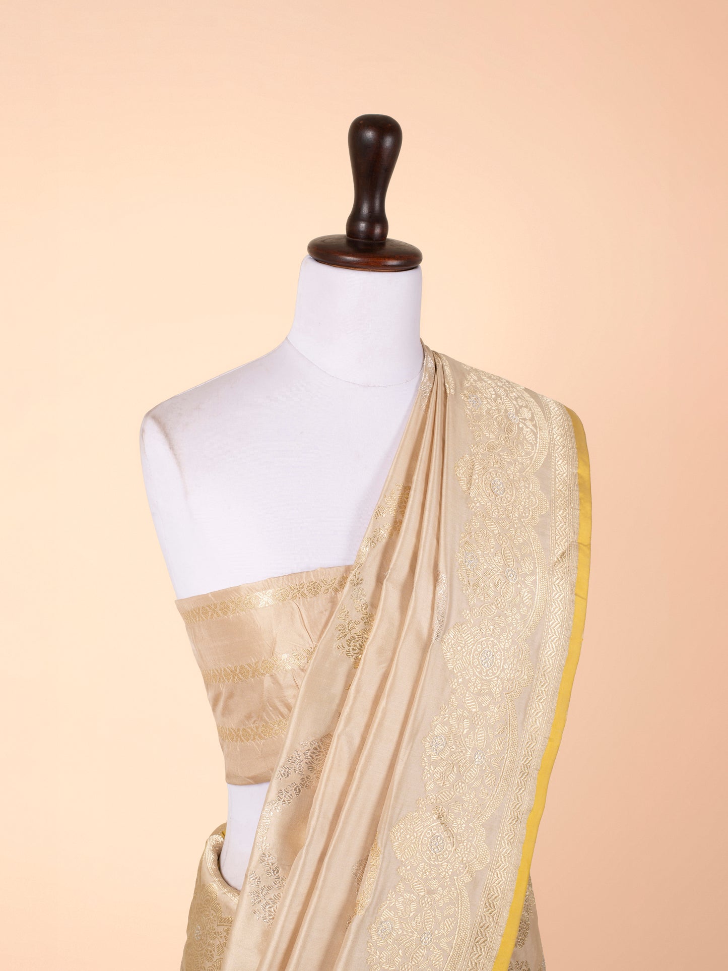 Handwoven Beige Silk Saree