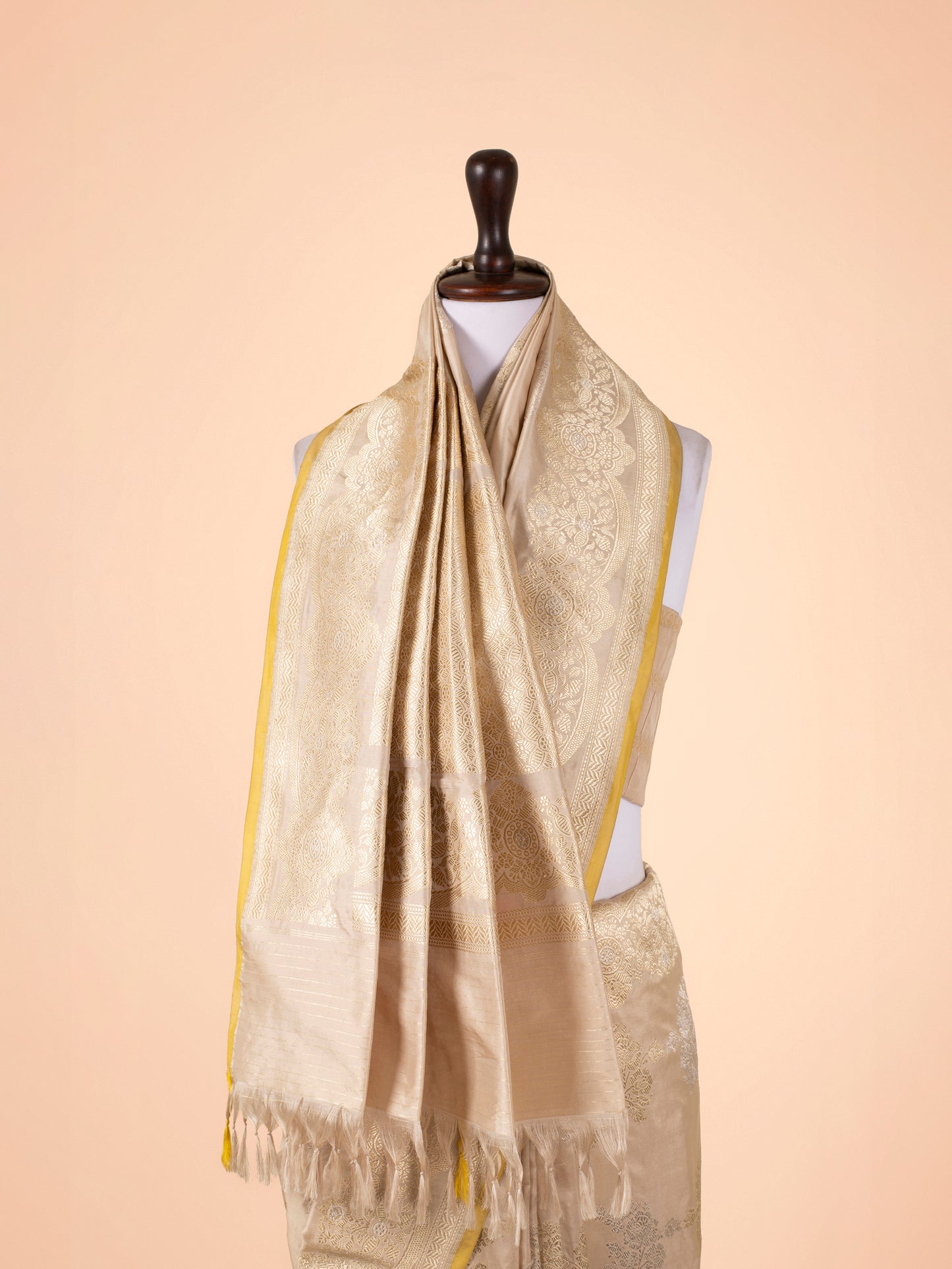 Handwoven Beige Silk Saree