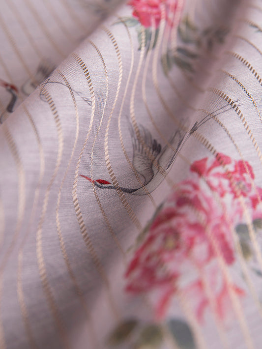 Handwoven Peach Cotton Silk Fabric