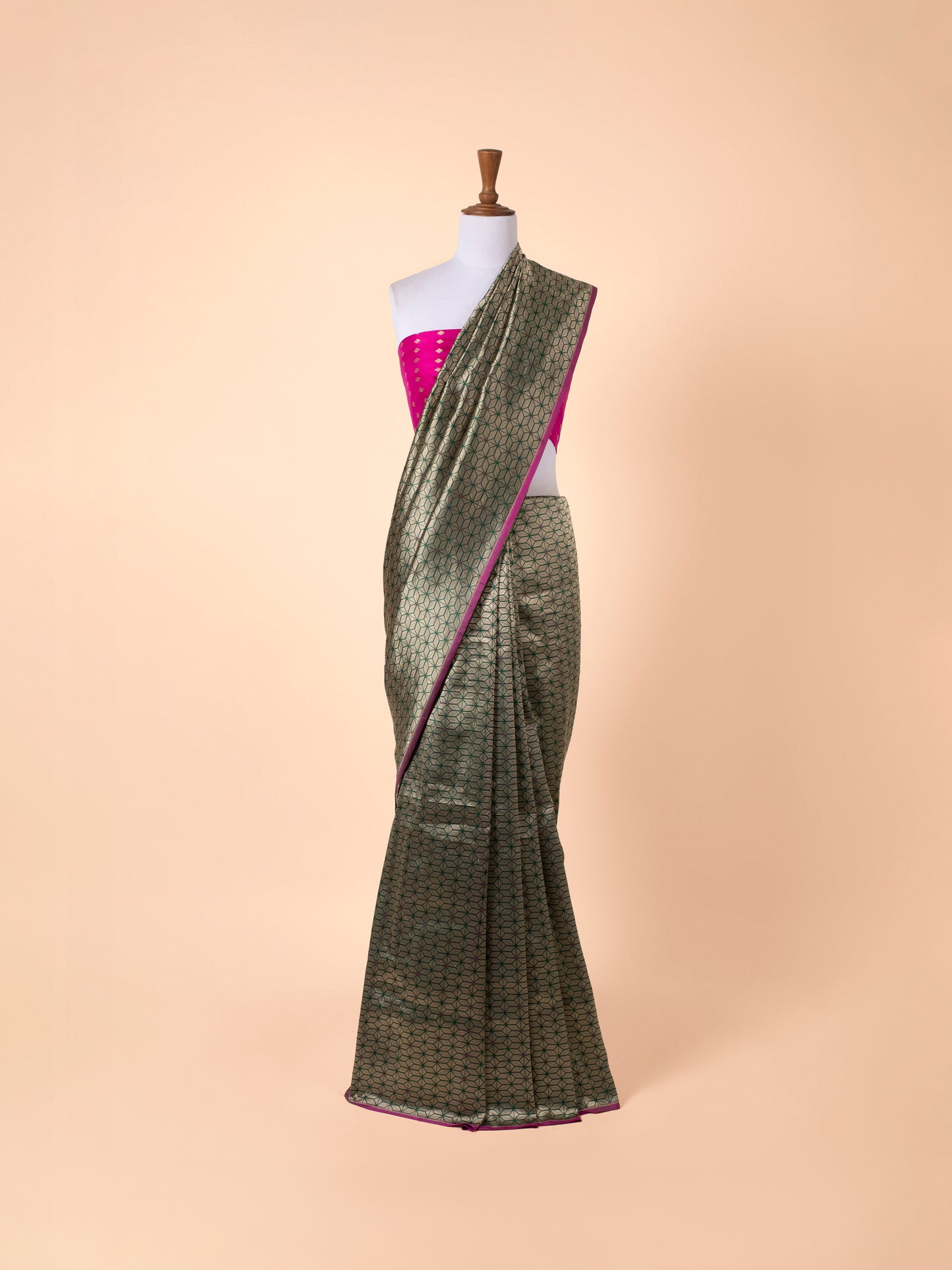 Handwoven Bottle Green Silk Saree